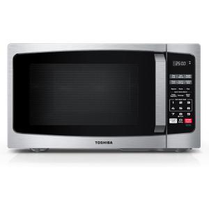 TOSHIBA ML-EM09PA(SS) Small Microwave Oven with 6 Auto Menus, Mute Function & Child Lock, LED Lighting, Perfect for Apartments & Dorms, 0.9 Cu Ft, 10.6 Inch Removable Turntable, 900W, Stainless Steel