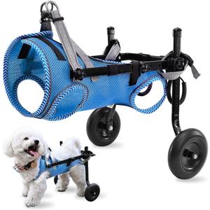 Updated Dog Wheelchair for Back Legs, Small Dog Wheelchair with Wheels, Light Weight Pet Wheelchair for Leg Support Helps Senior,Injured,Paralyzed, M & Blue