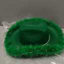 Tarpop 3 Pack Cowgirl Hat with Feather Heart Sunglasses Western Cowboy Hat Set for Bachelorette Party Preppy Costumes Wedding (Green)