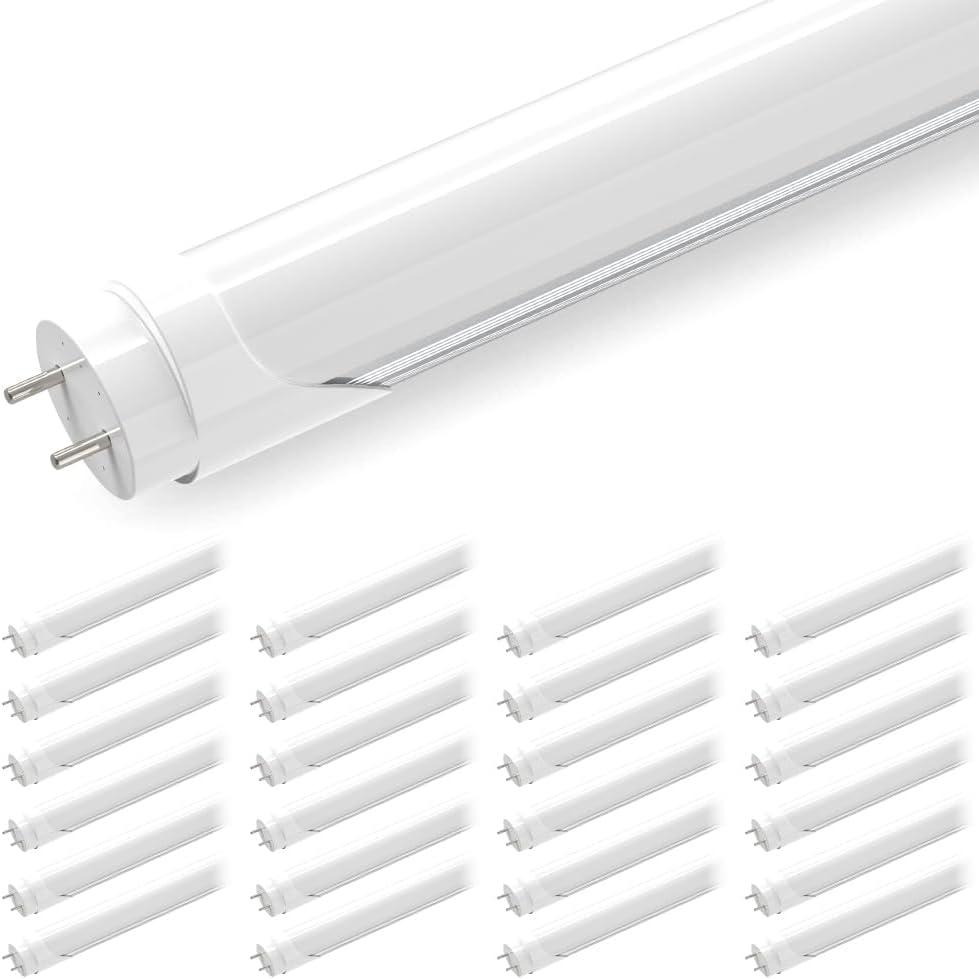 JESLED 4FT LED T8 Type A+B Tube Lights, 24W(65W Equiv.), 3200LM, 6000K, Single or Double End Powered, Plug and Play or Ballast Bypass, 4 Foot T10 T12 Bulbs Replacement, Frosted(25-Pack)