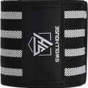 SWOLLHOUSE Knee Wraps + Wrist Wraps + Weight Lifting Straps Bundle (3 Pairs) for Weightlifting Bodybuilding Strength Training Workout Gym, Fitness Protective Set for Men & Women