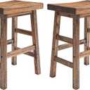 Alaterre Furniture Durango 26-Inch Industrial Wood Counter-Height Stools  Set of 2 Rustic Saddle Seat Bar Stools - Vintage Style with Light or Dark Lacquer Finish for Kitchen Island or Home Bar