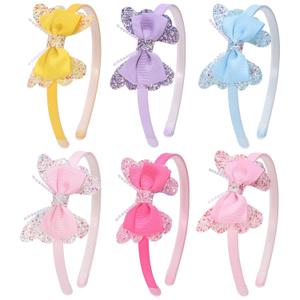 ZIRICHER Glitter Headband for Women Sequins Hairband with Teeth,6Pcs Shiny Butterfly Hair Bands for Women Girls Hair Accessories(Multicolored)