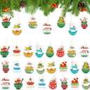 Namalu 24 Pcs Vintage Christmas Hanging Ornament Bowl Shaped Vintage Christmas Ornament Acrylic Hanging Tree Decorations for Party Supplies, 12 Styles