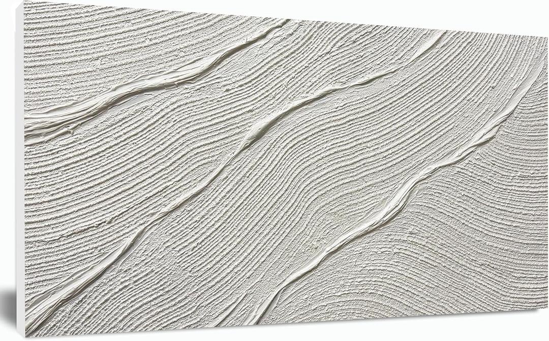 Tarfupth Large Abstract Canvas Wall Art for Living Room White Minimalist Textured Painting Hand Painted Modern Neutral Artwork for Bedroom Office Decor 20"x40"