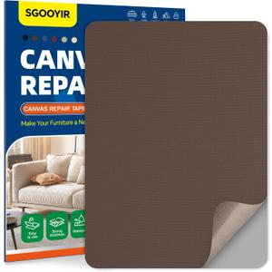 2 x Self-Adhesive Canvas Repair Tape, 8.3" x 11" Waterproof Canvas Repair Patch, Fabric Patch Repairs Kit for Furniture, Tents, Sunbrellas, Boat Covers Awnings, Couches, Clothes, Bags Darker Brown