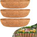 Coco Liners for Planters 30 Inch - 3 Pack Hanging Basket Liners, Trough Coco Planter Liners, 100% Natural Coconut Fiber for Window Boxes, Fence Railing Planter Flower Baskets
