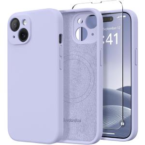 Magnetic for iPhone 13 Case, Compatible with MagSafe, [Full Camera Protection][Screen Protector] Silicone Shockproof Protective Phone Case for iPhone 13 6.1", Lilac