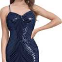 Women's Spaghetti Straps Sparkly Sequins Bodycon Mini Dress Party Nightclub (S)