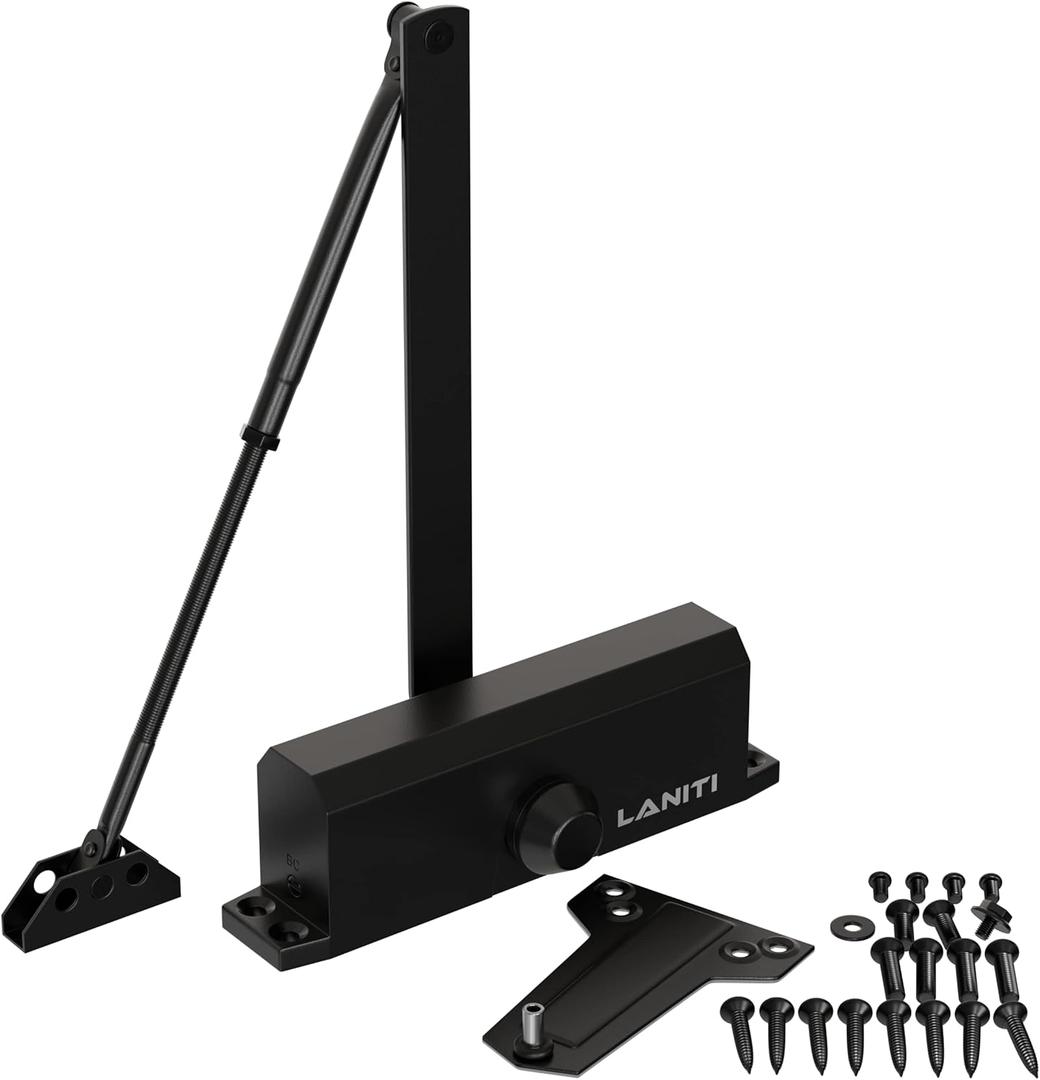 Commercial Door Closer Mechanism Heavy Traffic Commercial Auto Door Closer Aluminum Finish (Black, 1, Pack)