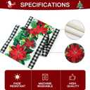 OTOSTAR Black and White Buffalo Check Plaid Holly Christmas Flowers Table Runner, Xmas Seasonal Winter Holiday Kitchen Dining Table Decoration for Home Party Decor 13x108 Inch