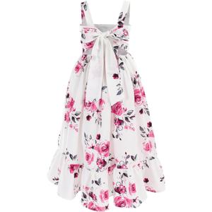 Flofallzique Girls Floral Dress Summer Vintage Tie Back Kids Birthday Party Boho Maxi Dress for 4-14 (8 Years, White)