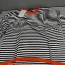 ZESICA Women's Fall Striped Sweaters Long Sleeve Crew Neck Shirts Color Block Lightweight Pullover Tops Dark Blue Small