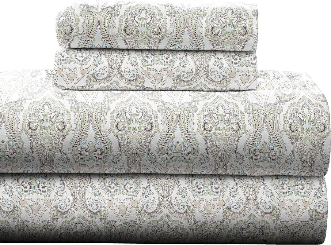 Pointehaven Flannel 170 GSM Sheet Set,King Paisley