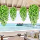 Waipfaru Artificial Hanging Four-leaf clover, 4pcs Fake Hanging Plants, Faux Ivy Pothos Vines Greenery for Wall Home Bedroom Living Room Aesthetic Kitchen Office Aesthetic Kitchen Indoor Outdoor Decor