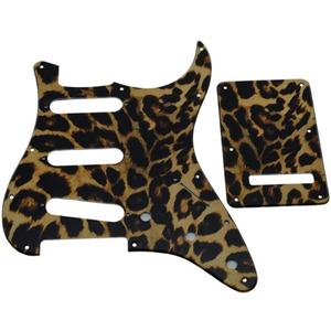 KAISH 11 Hole 3D Printed Strat Style SSS Plastic Pickguard ST Back Plate Tremolo Trem Cover for Stratocaster/Strat Made in USA/Mexico Leopard Stripe