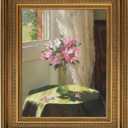 Vintage Canvas Frame for 5x7 Art Prints Oil Paintings, 2.4" Extra Wide Ornate Open Back Wall Picture Frames for Landscape Family Animal Memorial Portraits, No Glass & Backing (Gold)