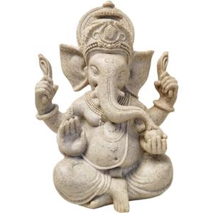 Indian God Lord Ganesha Statue,Hindu Elephant Statue Ganpati Idol Buddha Sculptures,Hindu Gift,Home Temple Mandir Meditation Yoga Room Decor 7.87"(Sandstone)