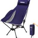 Wildhiker Portable Compact Folding Camping Chairs – Lightweight High Back with Pillow, Deep Recline, ArmPads, Side Pockets-for Motorcycle, RV, Backpacking, Travel, Festival 