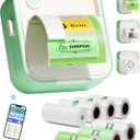 Label Maker Machine, HD Mini Sticker Printer with 7 Rolls Paper, Portable Thermal Print Pod Supports 12-57mm Papers, Bluetooth Pocket Printer for Home, Kitchen, School (Green)