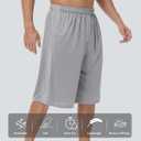 HQUEC Men's 12" Athletic Shorts Long Basketball Workout Shorts Below Knee Loose-Fit with Pockets ,5 Pcs, Assorted, Size XXL