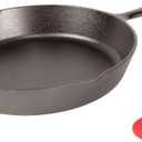 Lodge Seasoned Cast Iron Skillet - Quality Frying Pan for the Stove, Oven, Grill & Campfire - Includes Silicone Hot Handle Holder - Non-Toxic, Nonstick & Long-Lasting - 12 Inches