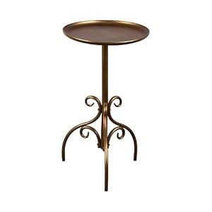 Round Side Table, Small Metal Drink Table for Small Spaces, Modern Martini Table for Living Room, Bedroom, Corners, and Office (Copper)