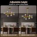 Modern Sputnik Crystal Kitchen Chandelier - Luxury Elegant 8 Light Gold Brushed Brass Chandeliers - Adjustable Height Pendant Lighting Ceiling Fixture for Dining Room Living Room Island Table Bedroom