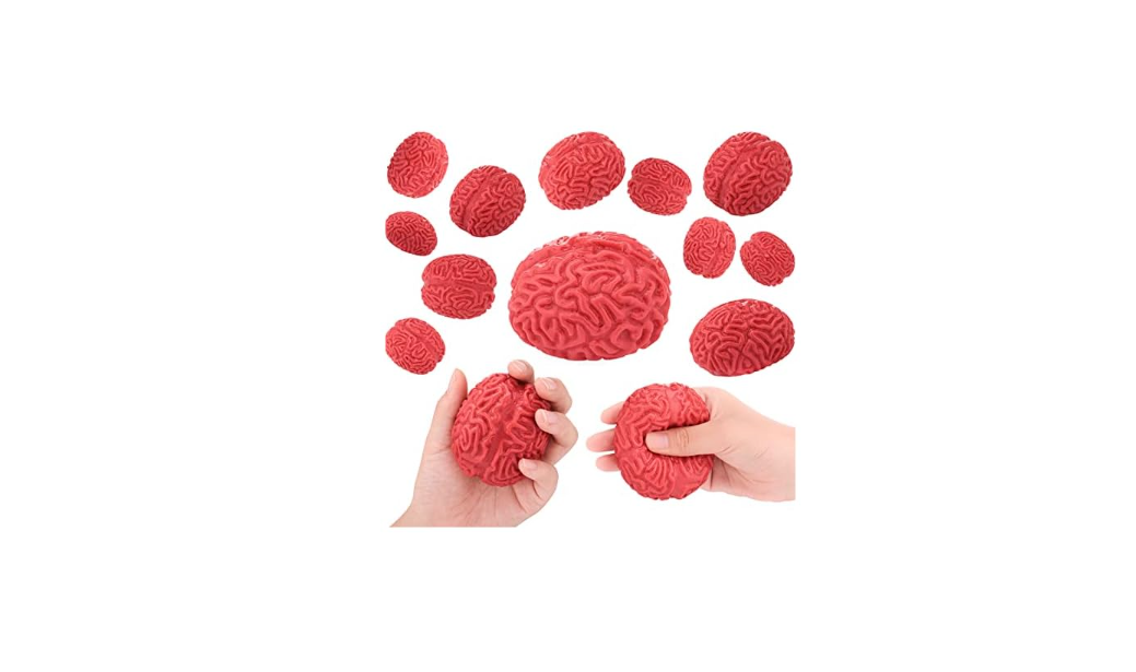Zhanmai 6 Pieces Brain Stress Balls Brain Splat Ball Brain Shaped Toys Zombie Brains Balls Red Novelty Fake Brain Scary Toys for Teenagers and Adults Decompression and Relaxation Fun Toys, 2.4 Inch