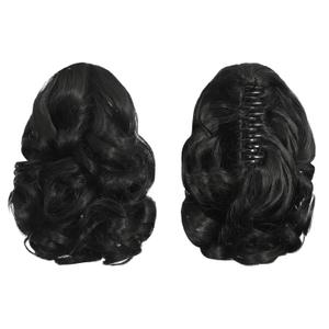 Black Ponytail Extension, 9" Short Claw Clip in Ponytail Hair Extensions Hair Piece Natural Soft Synthetic Curly Wavy Pony Tail Hair Pieces for Women
