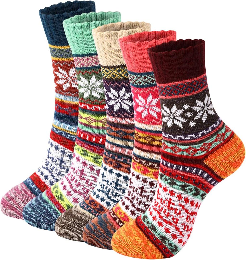 Trifabricy Wool Socks - Vintage Winter Warm Wool Socks for Women, Soft Cozy Thick Knit Boots Sock Gifts for Women Men (01 Classic Nbj, 5-9)