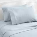 Amazon Basics 400 Thread Count 100% Cotton Pillowcases, Soft, Sateen Weave, Wrinkle Resistant, Standard Size, 20" x 30", Smoke Blue, Set of 2
