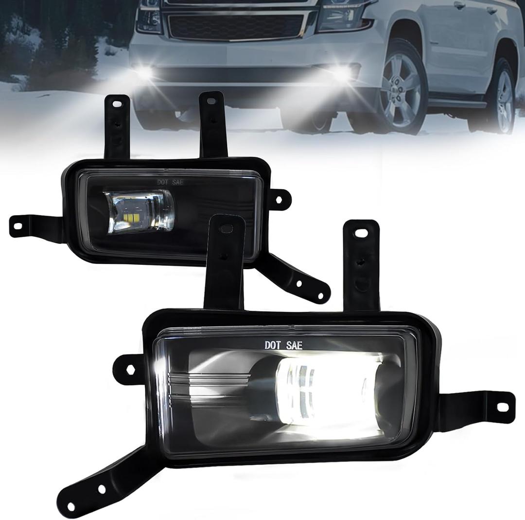 LED Fog Lights Assembly Fit for Chevy Tahoe, Suburban 2015-2020, Suburban 3500HD 2016-2019, GMC Yukon & Yukon XL 2015-2020, Front Driving Fog Lamps Kit, DOT Certified - 1 Pair