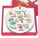 GOSSBY Thank You Christmas Ornament - Thank You Gift for Women - Christmas, Appreciation Gift for Teacher, Coworker, Friend, Boss - Ceramic Xmas Decoration Idea,2 pcs