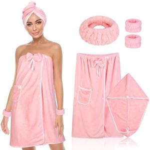 BABYSHEEP Towel Wrap Women Shower Robe Adjustable Closure Bathrobe with Hair Drying Towel & Spa Wraps