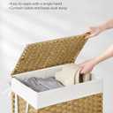 SONGMICS Laundry Hamper with Lid, 23.8 Gallon (90 L) Synthetic Rattan Clothes Laundry Basket with Lid and Handles, Foldable, Removable Liner, Goose Grey