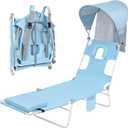 Backpack Beach Tanning Chair with Canopy Sun Shade & Face Hole, 6 Position Folding Lounge Sun Chair for Adults Outside Reading Sunbathing Poolside Camping Lawn, UPF 50+, Patent Design (Baby Blue)