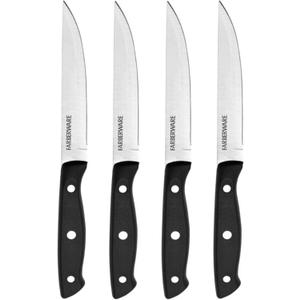 Farberware Triple-Riveted 4-Piece Steak Knife Set, High-Carbon Stainless Steel, Razor-Sharp Knives, Kitchen Knives, Set of 4, Black