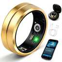 Smart Ring for Women Men, All-New Matte Scratch-Resistant Design, Health & Fitness Tracker for Sleep, Stress & Activity Monitoring, Long Battery Life, Waterproof, No App Fee, Gold,  8