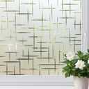 HIDBEA Window Privacy Film, Decorative Staic Cling Frosting Film, Heat Control UV Blocking Non-Adhesive Window Sticker for Home, Cross Pattern,35.4 X 78.7 Inches