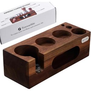 espresso tamping station called Coffee Tamper Station Fit 51 to 54mm Espresso Accessories The tamper holder Or organizer station Adjustable Portafilters Stand Height (7 IN 1) (middle)