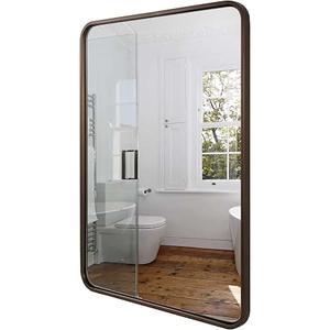 ANDY STAR Bronze Bathroom Mirror 30X40, Large Brushed Bronze Mirror for Wall, Rounded Rectangle Mirror Oil Rubbed Bronze, Bronze Vanity Mirrors in Metal Frame Hangs Horizontal Or Vertical