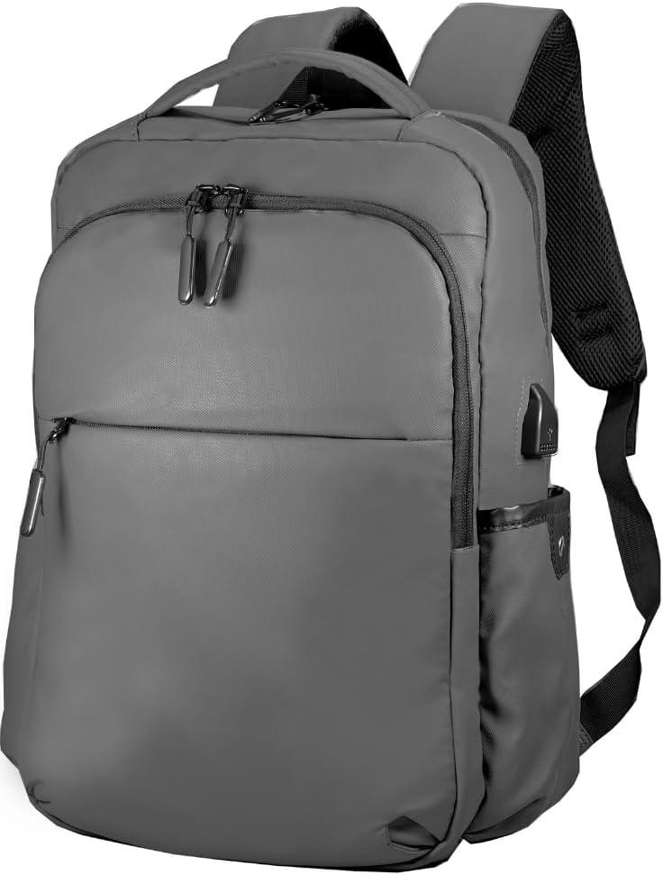 Travel Laptop Backpack, Business Anti Theft Slim Sturdy Laptops Backpack with USB Charging Port, Water Resistant College Computer Bag Gift for Men & Women Fits 15.6 Inch Notebook, Grey