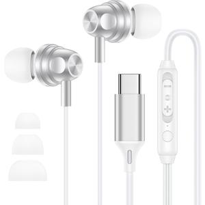 Wired Earbuds for iPhone 17e/17/17 Pro/17 Pro Max/16e/16/16 Plus/16 Pro Max/15 Plus/15 Pro/15 ProMax Ear Buds USB C Wired Headphones Type C Earphone with Microphone, Volume Control, Noise Canceling (White)