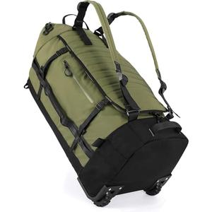 Rolling Duffle Bag with Wheels,86L 30”Carry on Luggage with Wheels,Folding Travel Bag,Duffle Backpack with Separate Shoe Compartment (Green)