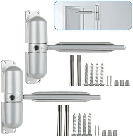 2 Pack Safety Spring Door Closers 4-1/4 inch Automatic Door Closer Residential, Auto Door Closer Adjustable Closing Door Hinge to Convert Hinged Doors to Self-Closing, Gray