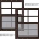 2 Pack 18" x 23" Brown Shed Window with Tempered Glass and Fiberglass Screen Household Sliding Windows with Screws for Shed, Chicken Coop, Playhouse, Garage and Barns