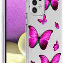 Case for Galaxy A33 5G, for Samsung A335G Cute, Clear Flexible Bumper TPU Soft Rubber Silicone Cover Phone Case for Samsung Galaxy A33 5G (Rose Butterfly)