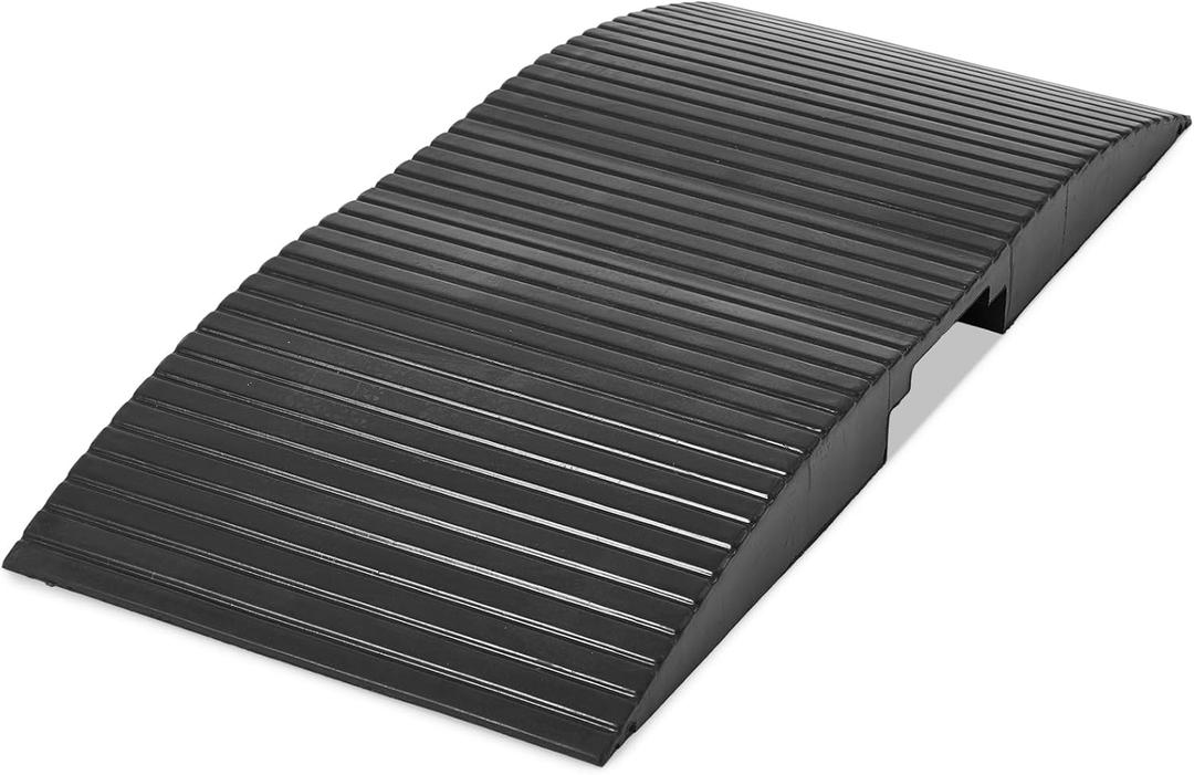 15 x 35.4 x 2.8 Inch Rubber Curb Ramp Bridge Threshold Ramps for Doorways, Get in and Out of Houses, Wheelchairs/Walkers, Non Slip Indoor Outdoor Patio Transition Ramp