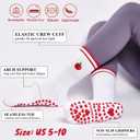 Cute Pilates Grip Socks for Women Yoga Grippy Crew Athletic Socks for Barre Workout Hospital (One Size, 3 Pairs Red)